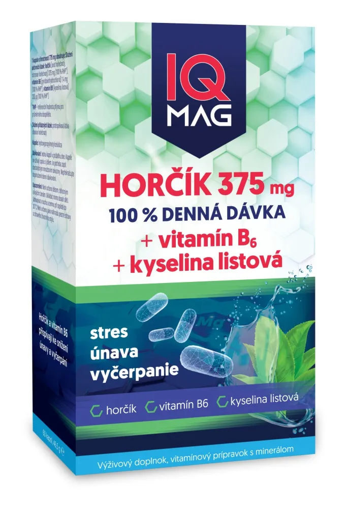 IQ MAG horčík 375 mg + B6 + kyselina listová 1×60 ks, výživový doplnok