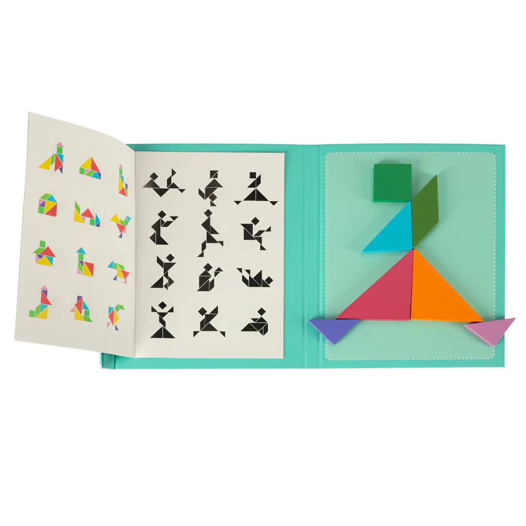 Montessori magnetická kniha Tangram 3D puzzle bloky – logická hra pre deti