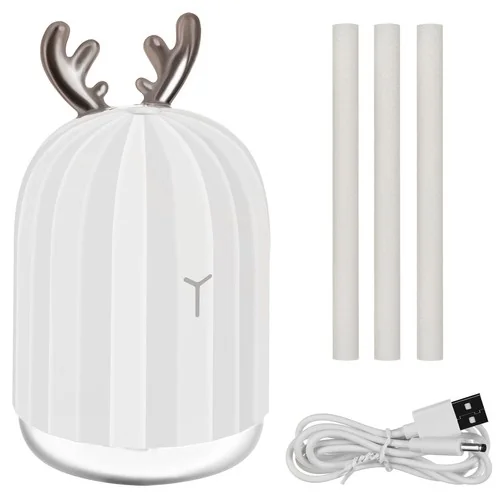 Zvlhčovač vzduchu USB s aróma difuzérom, 220 ml biely
