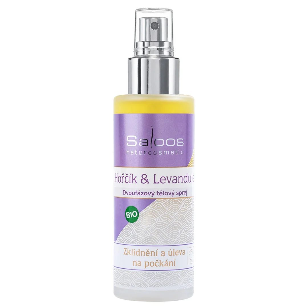 Saloos Bio dvojfázový telový sprej horčík& levanduľa 1×100 ml, telový sprej