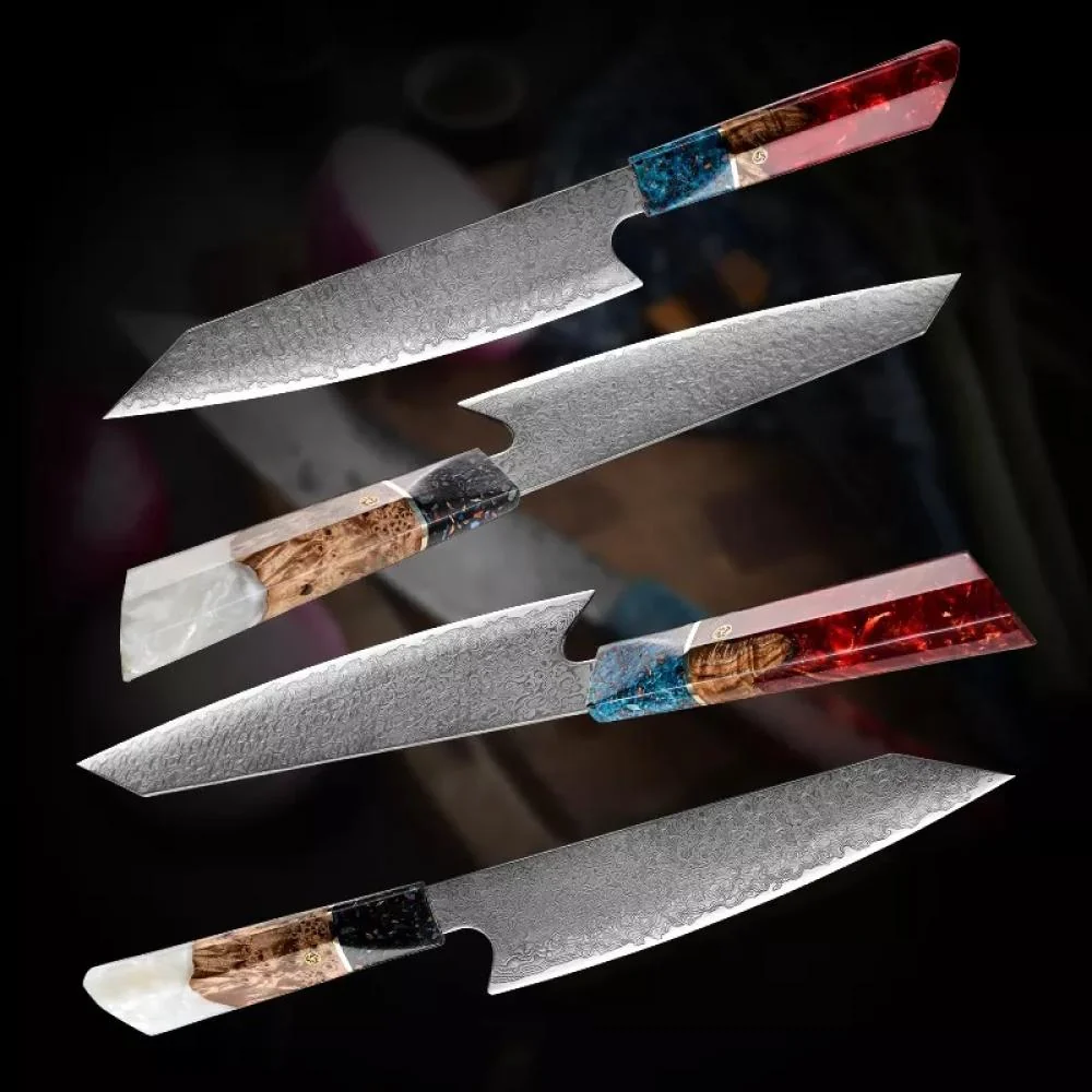 Damaškový kuchynský nôž Kiritsuke/Modrá, 1ks