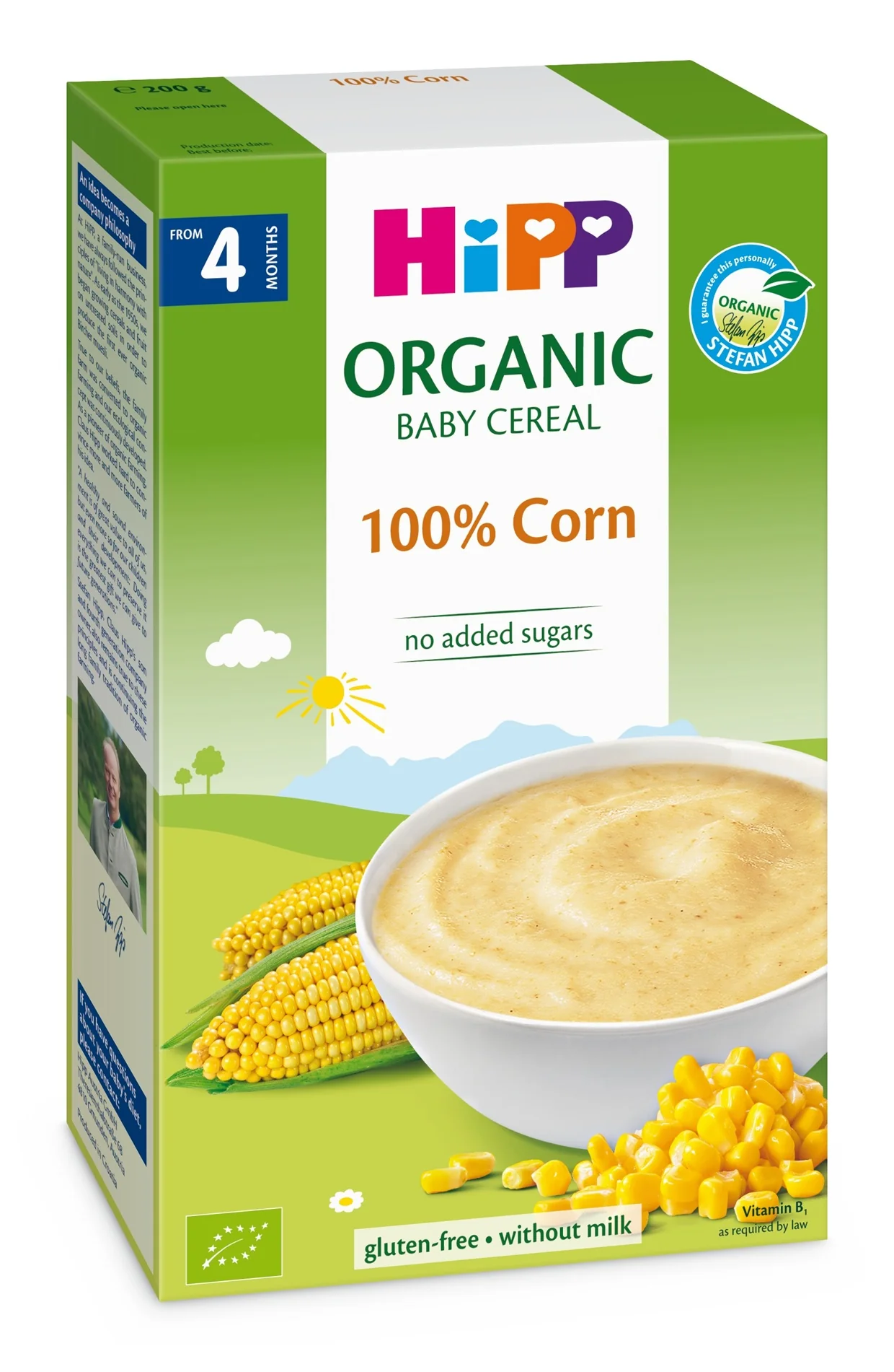 HiPP BABY CEREAL Obilná KAŠA kukuričná 1×200 g, nemliečna kaša, 4m+