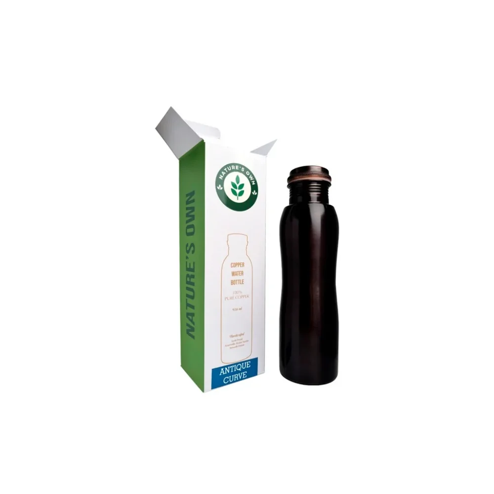 Medená fľaša na vodu zaoblená Čierna, 950 ml