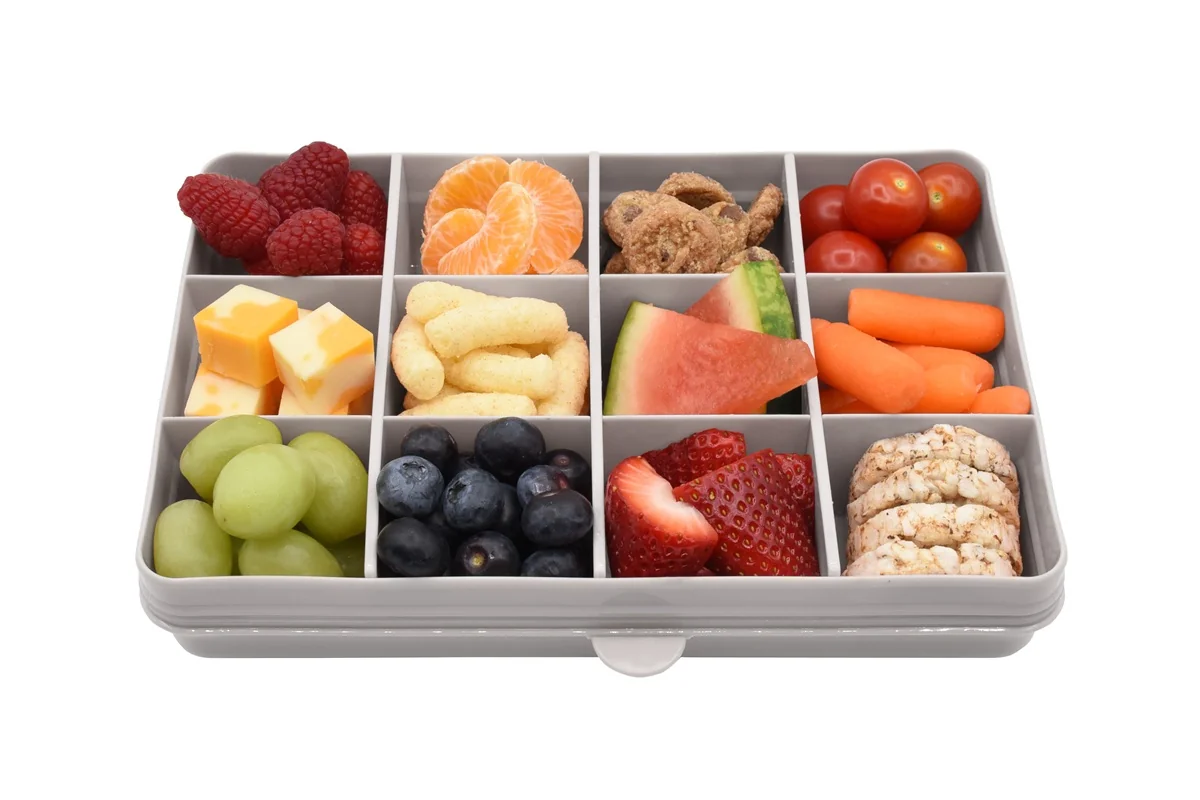 Snackle Box krabička na desiatu 1368 ml sivá, 12 priehradiek