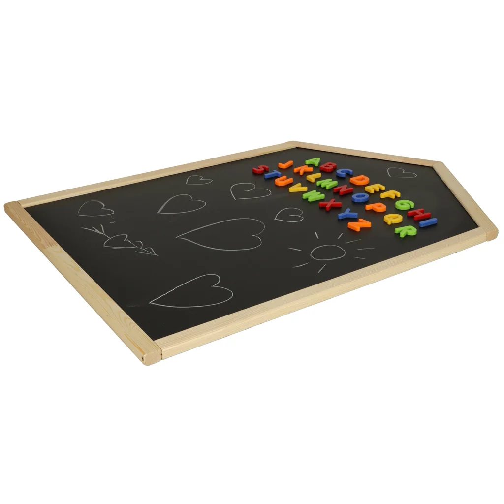 Magnetická kriedová tabuľa pre deti – 92 × 62 cm, sada písmen a kried