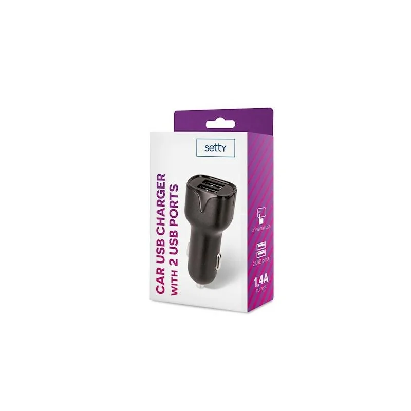 SETTY USB autonabíjačka 2xUSB 1,4A (GSM094333) čierna