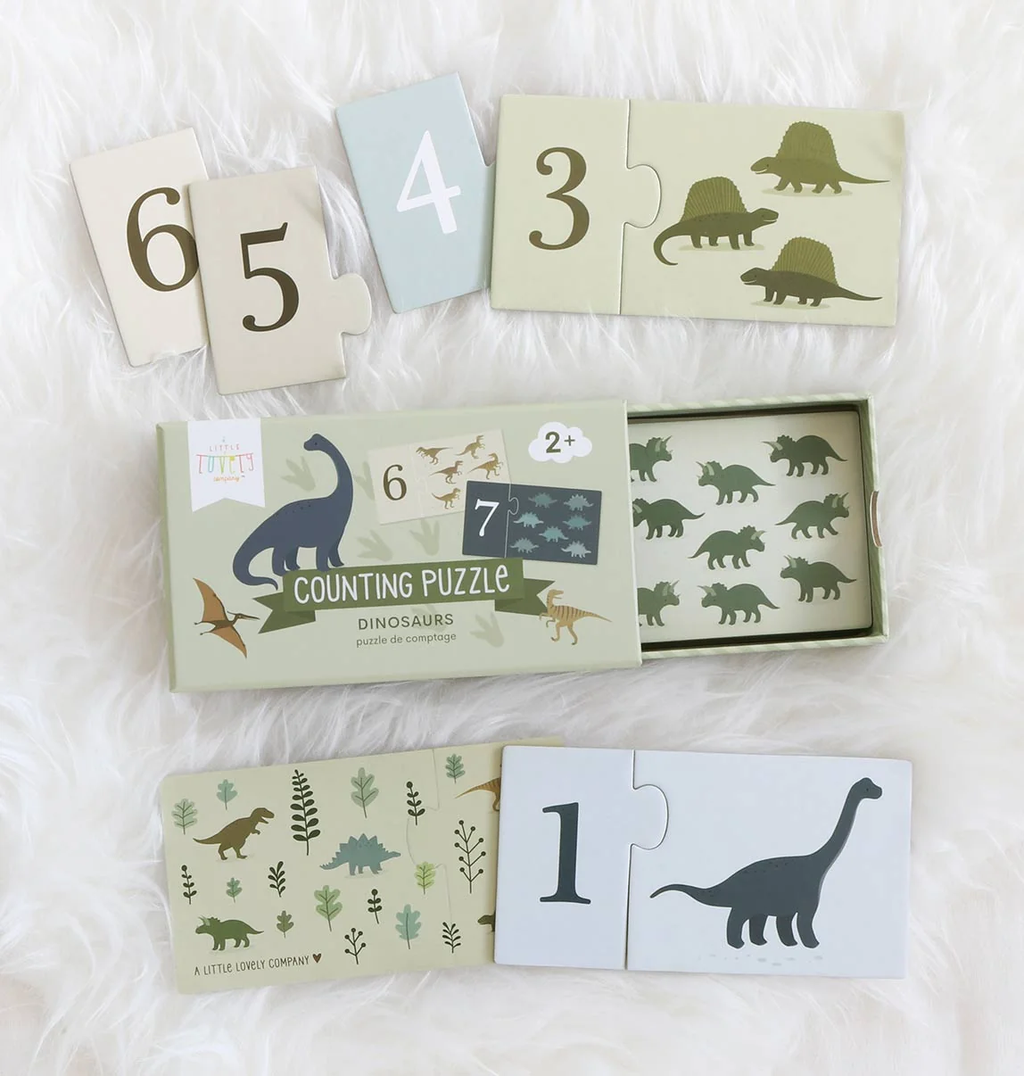 A Little Lovely Company - priradzovacie puzzle – počítanie s dinosaurami