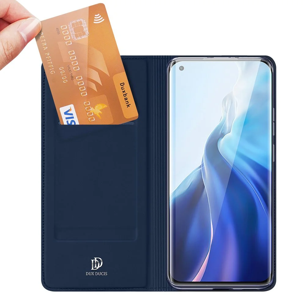 DUX DUCIS Skin Pro knižkové kožené puzdro na Xiaomi Mi 11 modré