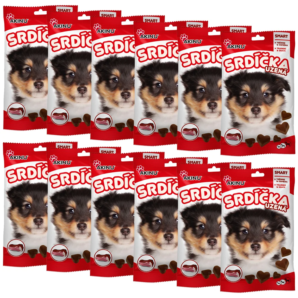 Akinu Údené srdiečka pre psov 12 x 60 g