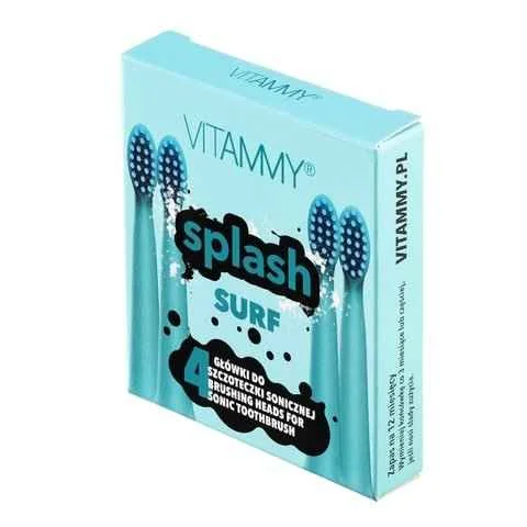 Vitammy Splash, Náhradné Násady Na Zubné Kefky Splash, Modrá/Surf/ 1×4 ks, náhradné hlavice na zubnú kefku
