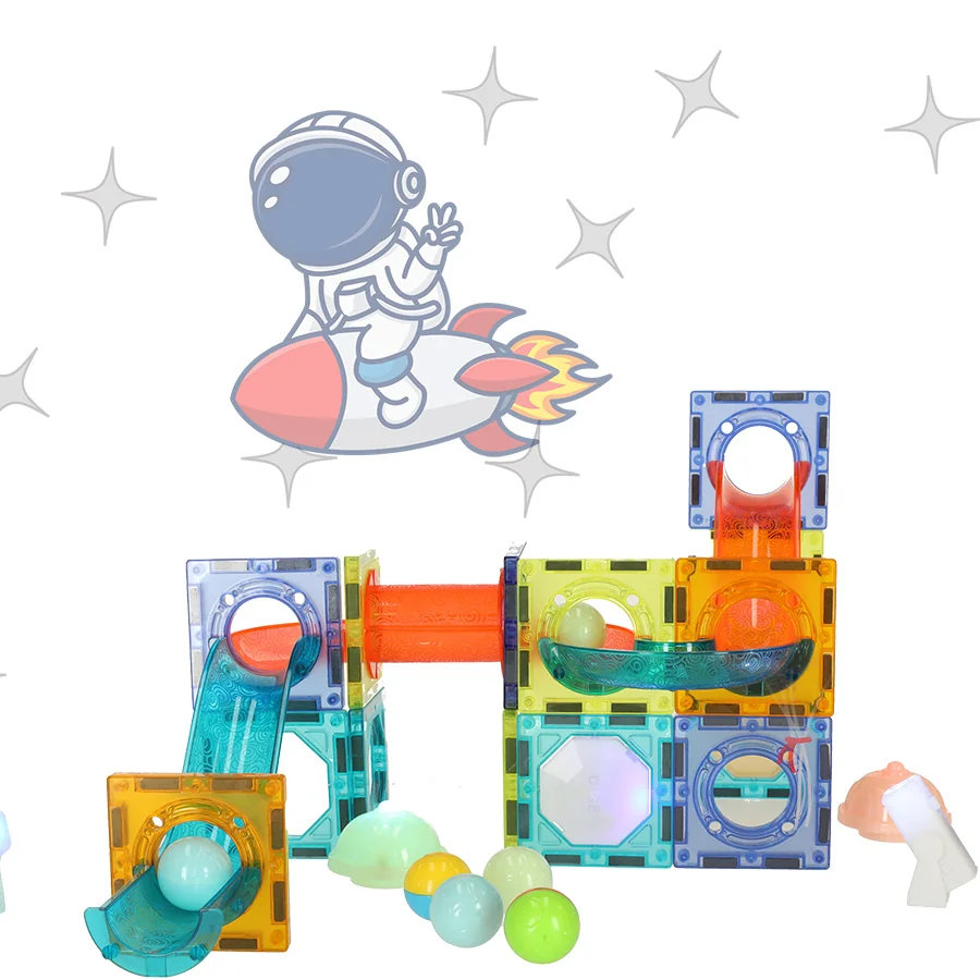 Hračka Guľôčková dráha kaskáda magnetická 49ks LIGHT MAGNETIC BLOCKS 2300 