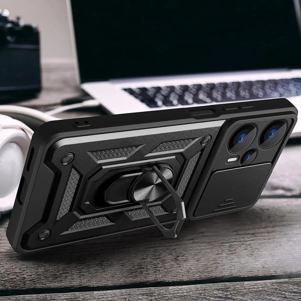 Ochranný obal pre Realme GT 6/GT 6T Nerezový stojan, magnetická podpora