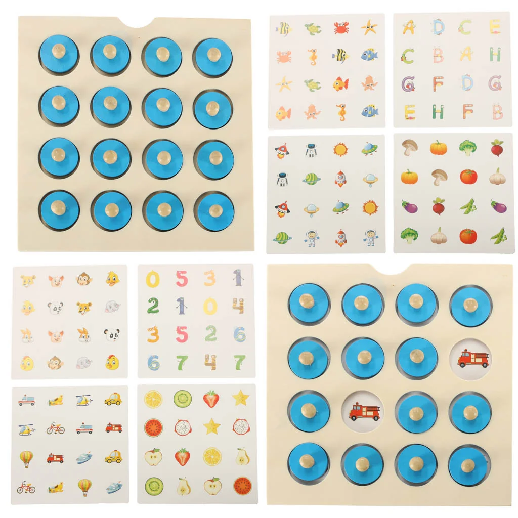 Logická hra drevená, puzzle s hríbikmi a 4 kartami