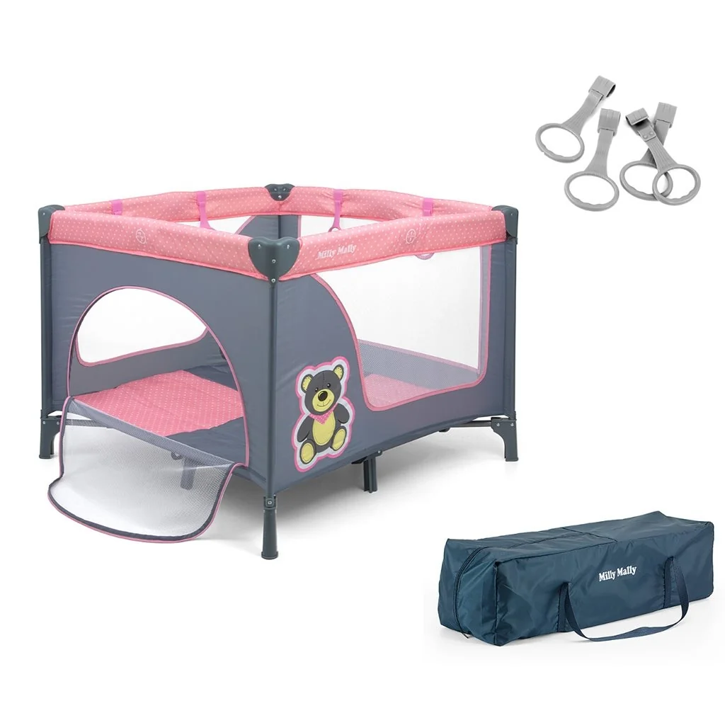 Detská skladacia ohrádka Milly Mally Fun Pink Bear , 20C45060