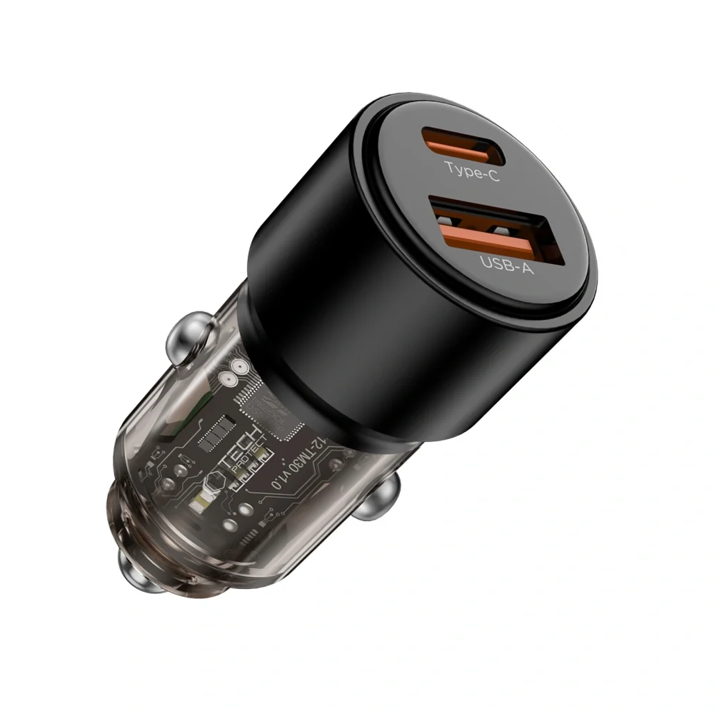 Tech-Protect CC03 autonabíjačka USB / USB-C 95W PD QC, čierna 