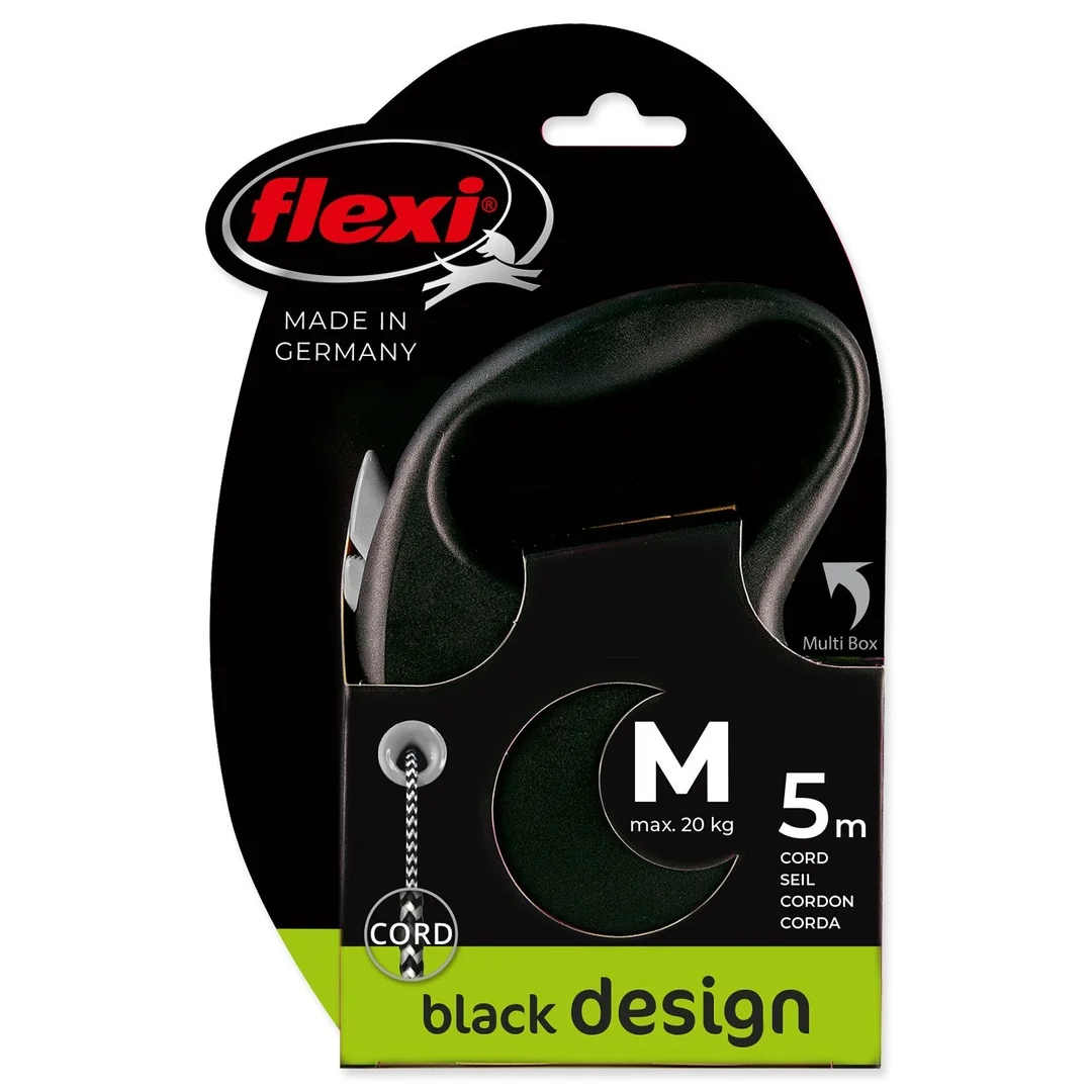 flexi Black Design M lanko 5m čierna do 20kg
