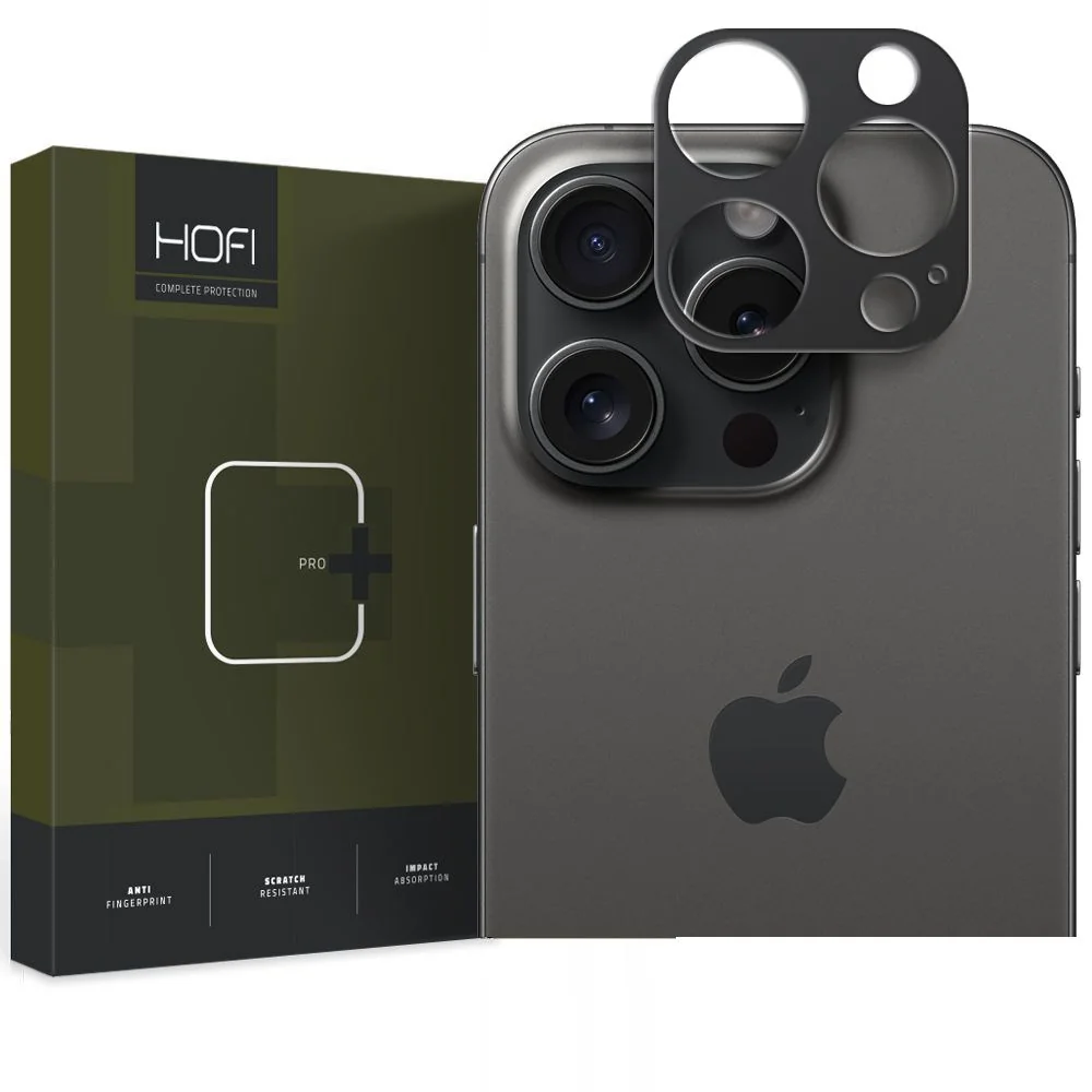 HOFI Alucam Pro ochranné sklo na kameru na iPhone 15 Pro / 15 Pro Max, čierne čierne