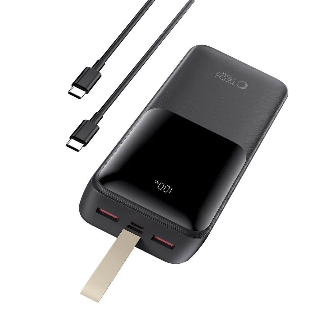 Tech-Protect PB03 Power Bank 30000mAh 2x USB / USB-C / Micro USB 22.5W, čierny , čierny
