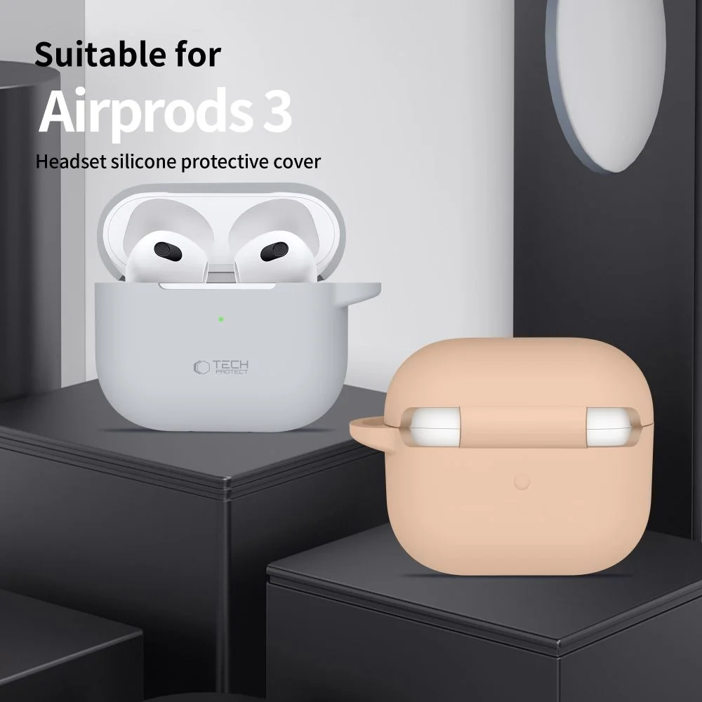 Tech-Protect Silicone Hook puzdro na Apple AirPods 3, hnedé