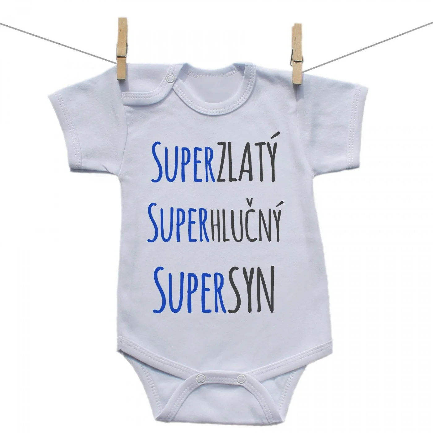 Boodyy Body s krátkym rukávom Super zlatý, super hlučný, super syn Veľkosť: 86