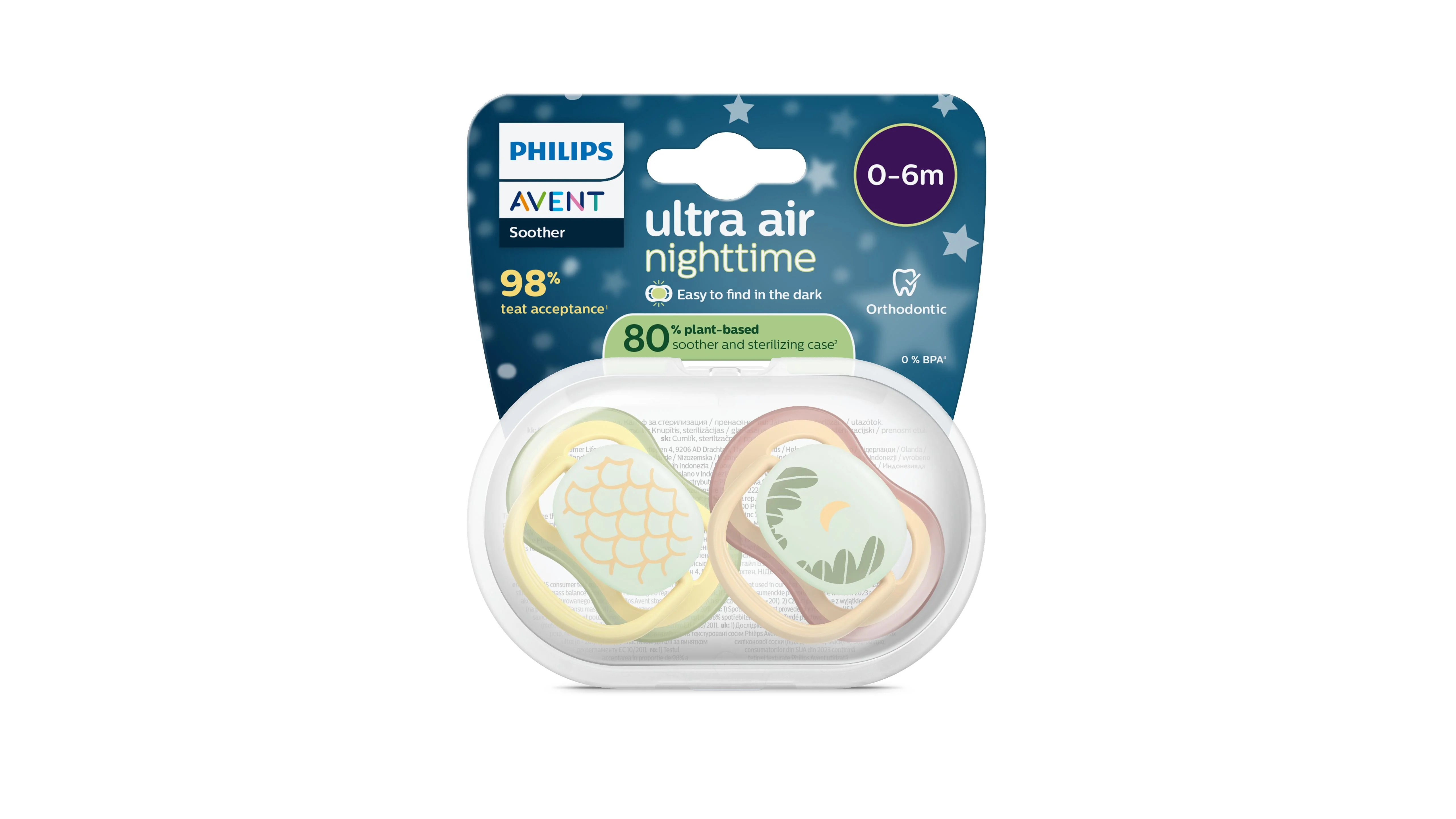 Philips AVENT - Cumlík Ultra air s obrázkom SCF376/27, nočný 0-6 m, neutral 2 ks