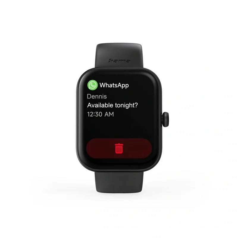 Hama 5000 smart hodinky funkcia telefonovania, vode odolné IP68, Siri/ Google Assistant, čierne