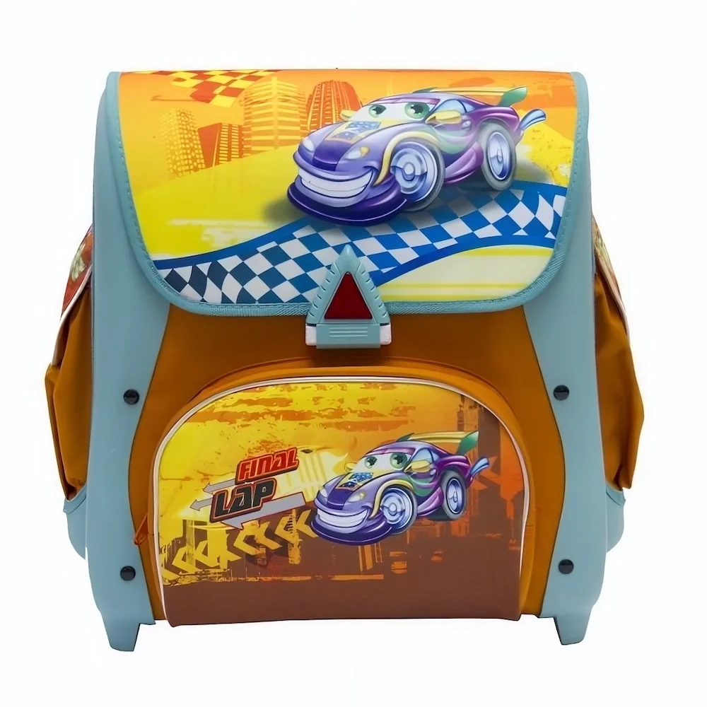 Livefy Racer školská aktovka Autá 21L, modrá/oranžová