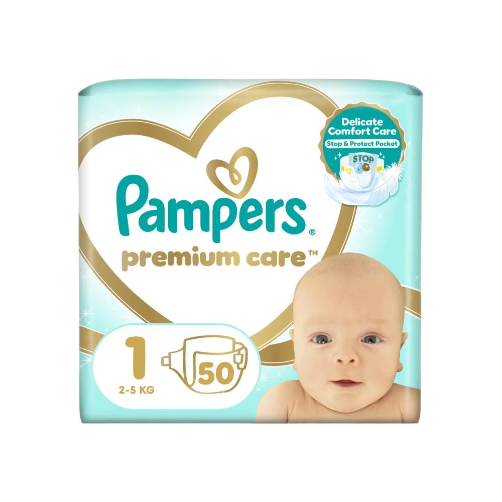 Pampers Premium Care detské plienky, veľkosť 1, 2kg-5kg 50 ks