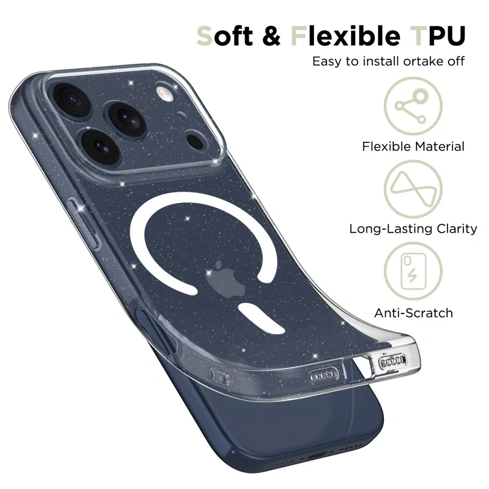 Tech-Protect FlexAir MagSafe kryt na iPhone 17 Pro, glitter