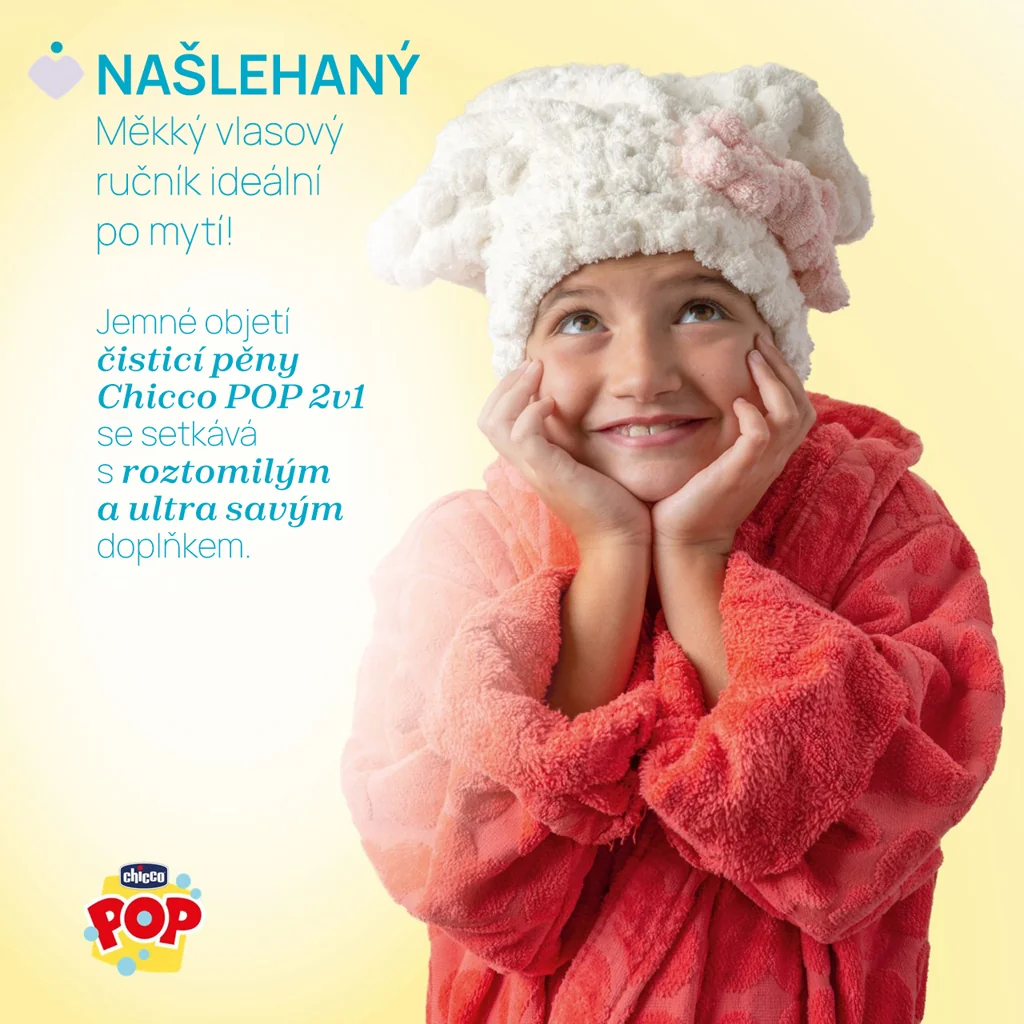 CHICCO Pena na vlasy a telo POP Vanilla Fluffy 200ml s uterákom na vlasy 200 ml