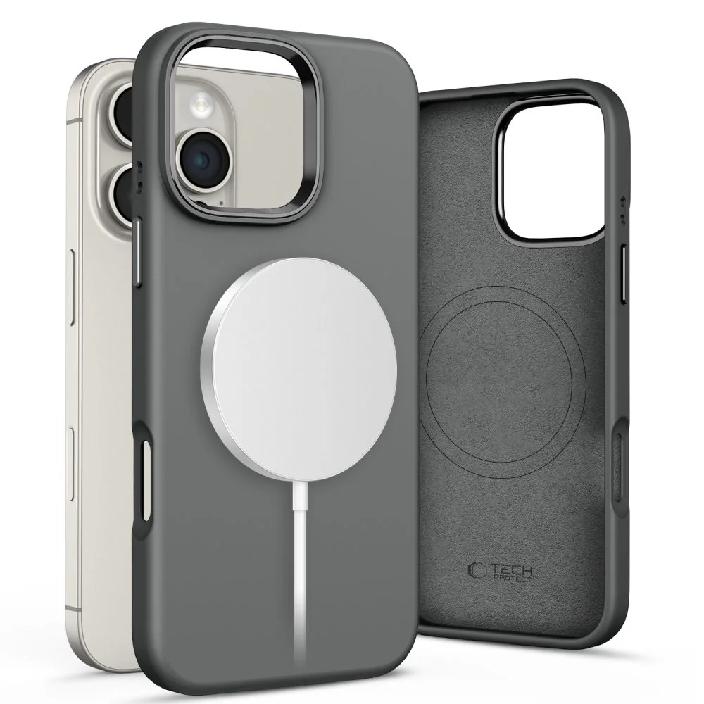 Tech-Protect Silicone Pure MagSafe kryt na iPhone 16 Pro, šedý