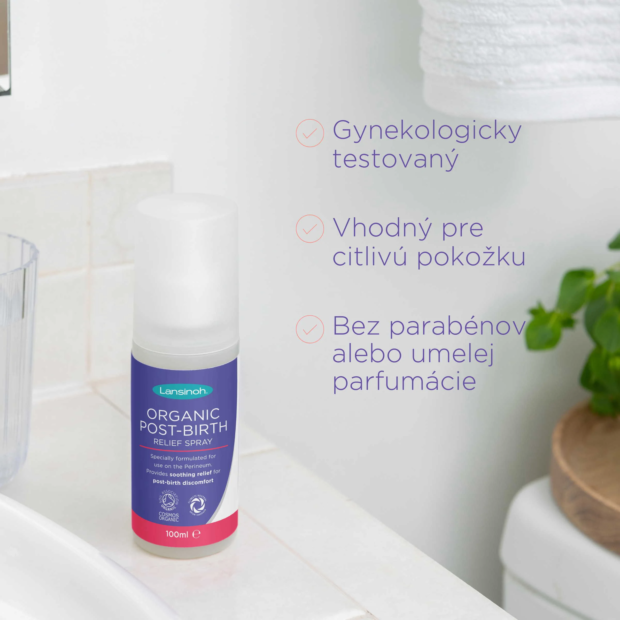 Lansinoh Organický upokojujúci sprej na hrádzu 100 ml