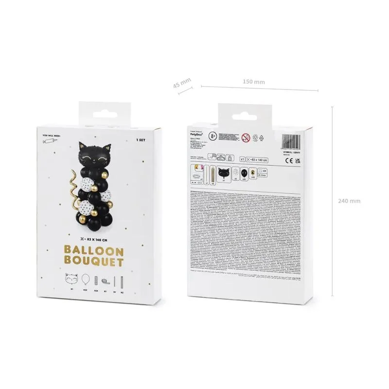 PartyDeco Balónový stĺp Čierna Mačička 140cm
