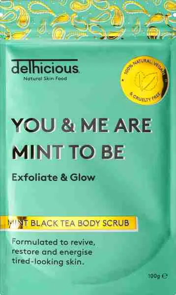 Delhicious, Mint Black Tea Body Scrub 1×100 g, telový peeling