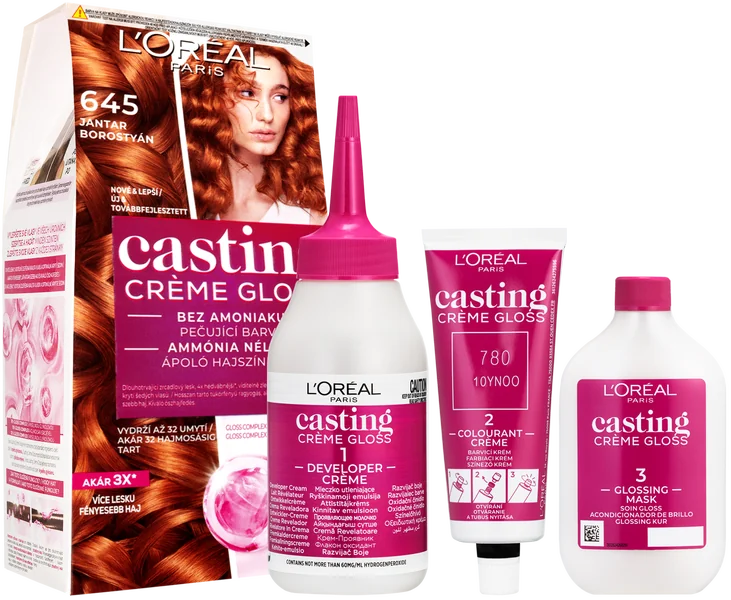 L'Oréal Paris Casting Crème Gloss semipermanentná farba na vlasy 645 jantár 1×180 ml, farba na vlasy