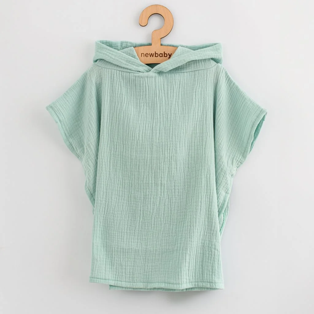 Detské mušelínové pončo New Baby Feeling mint 80 cm M, 20C55707
