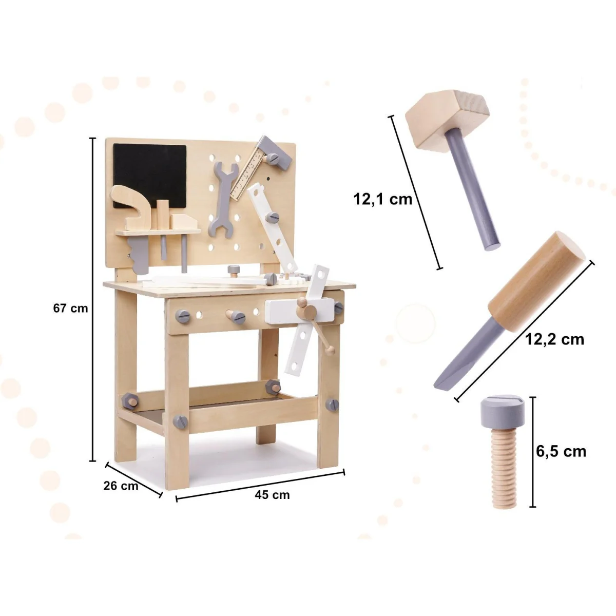 Sada detský stolík s náradím drevený TOOLS WB6281