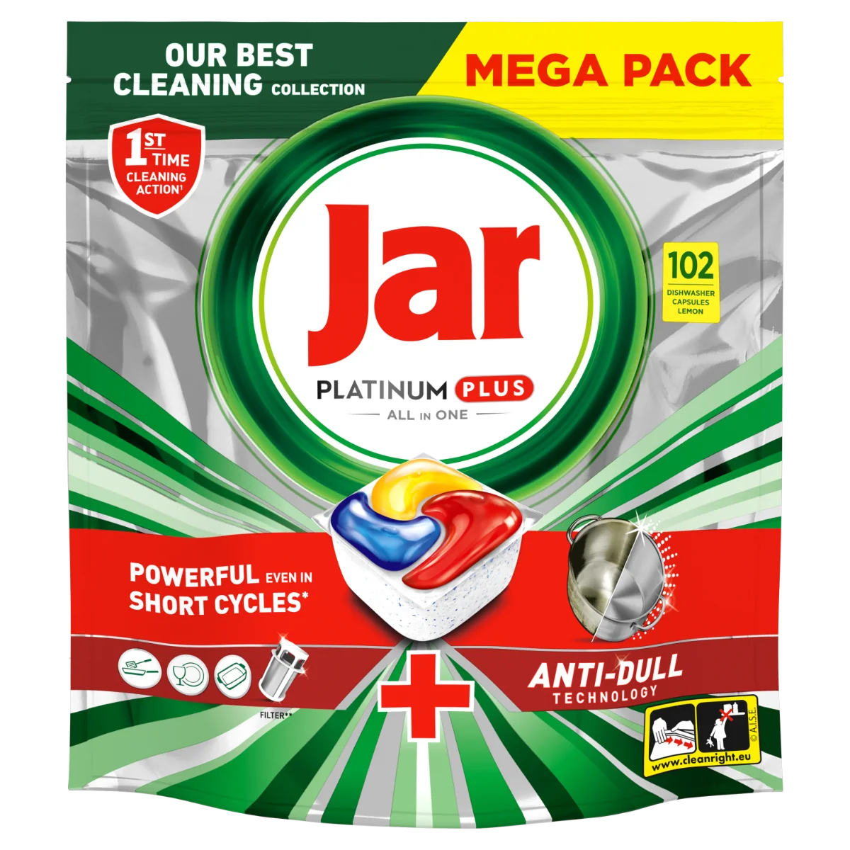 Jar Platinum Plus Lemon 102ks 1×102 ks, kapsule do umývačky