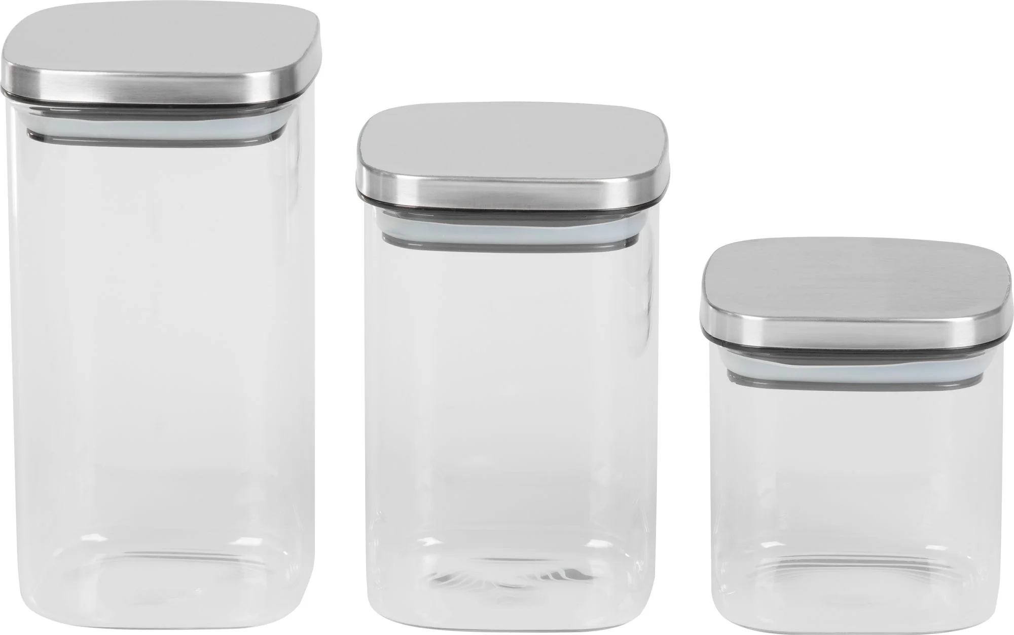 MagicHome sada sklenených nádob, 3 ks 800/1100/1500 ml, s nerezovým uzáverom