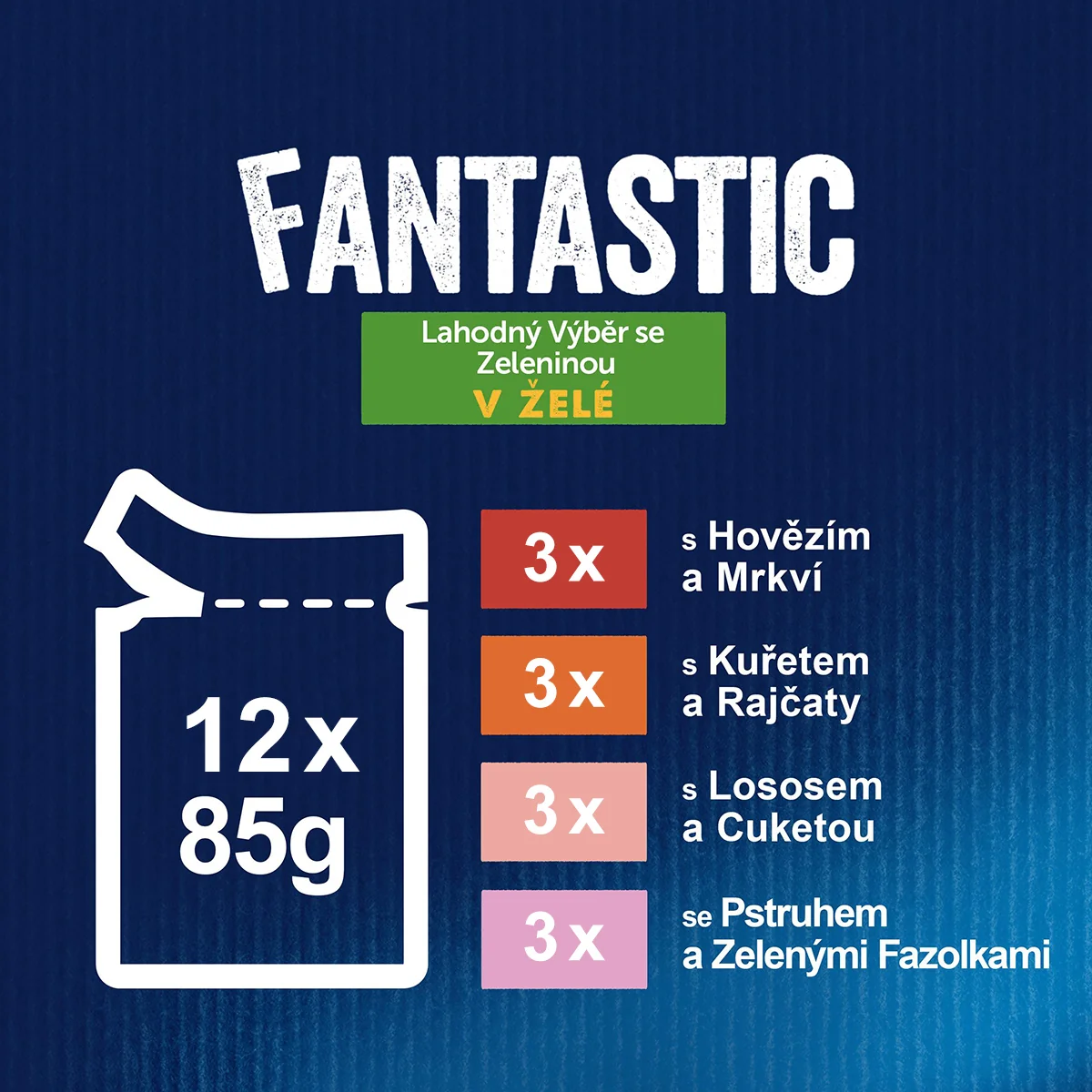 Felix Fantastic kapsičky pre mačky hovädzie, kura, losos, pstruh 12×85 g 12×85 g, kapsičky pre mačky