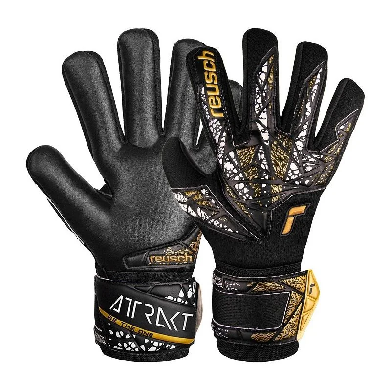 Reusch Attrakt Silver NC Finger Support Brankárske rukavice, čierno/zlaté, veľ. 10,5