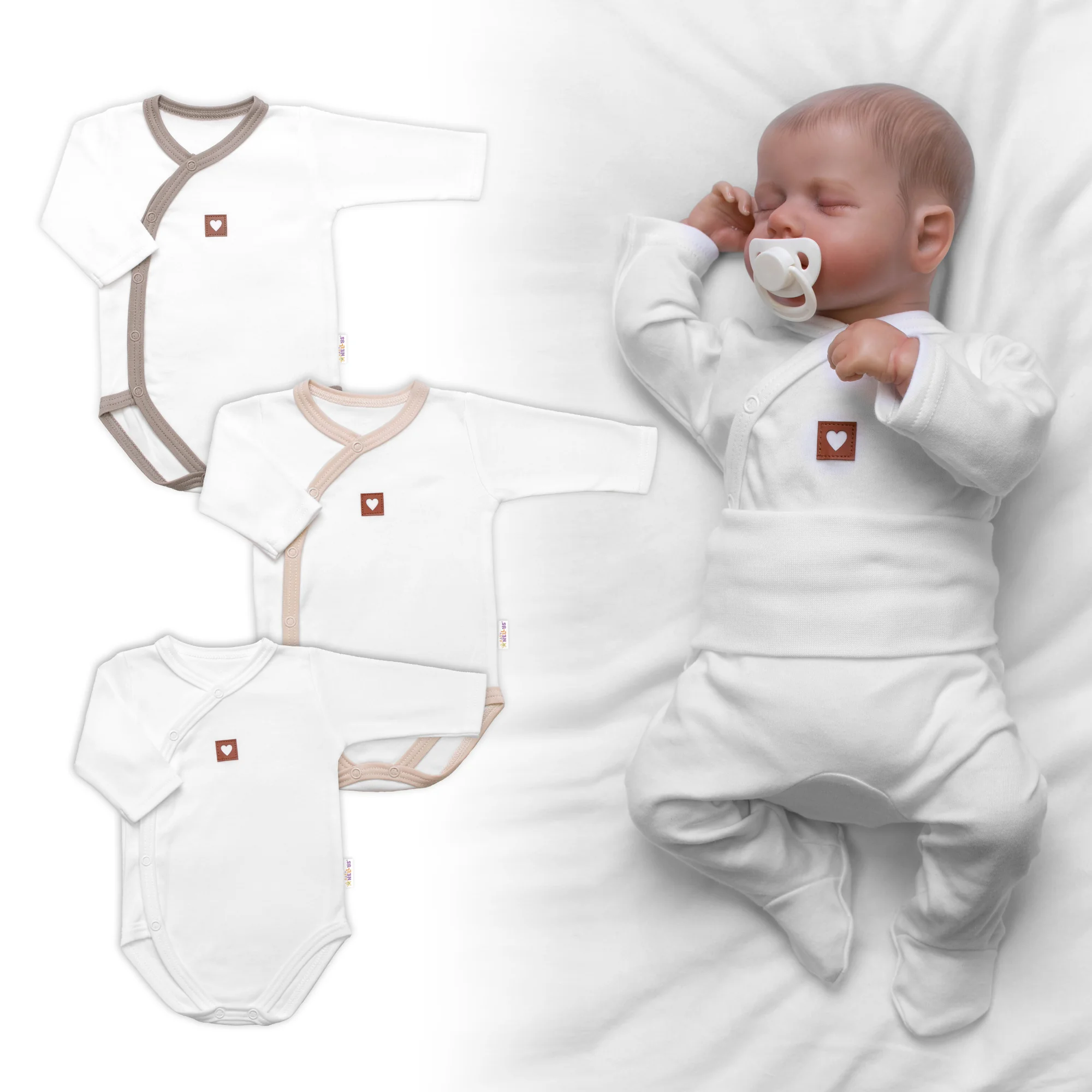 Rastúca výhodná sada, 3x Body pre bábätko Nature