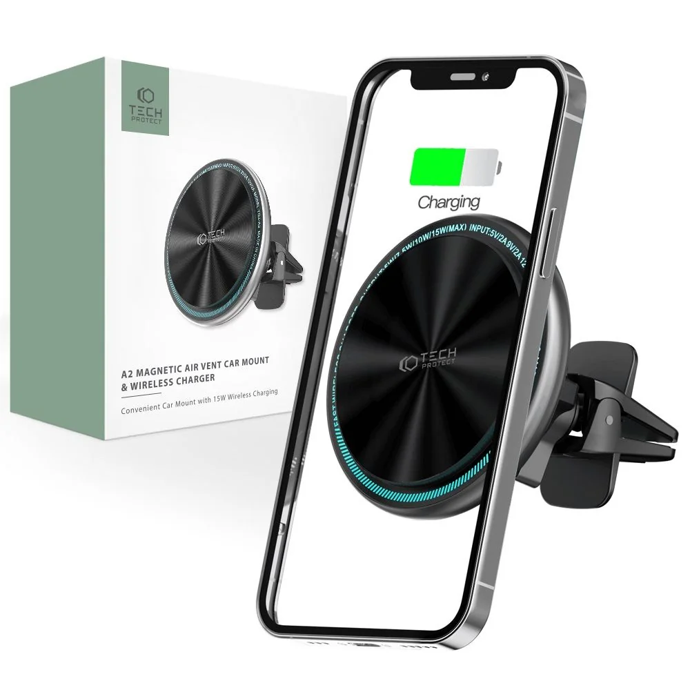 Tech-Protect A2 Vent MagSafe magnetický držiak na mobil do auta 15W, čierny ierny