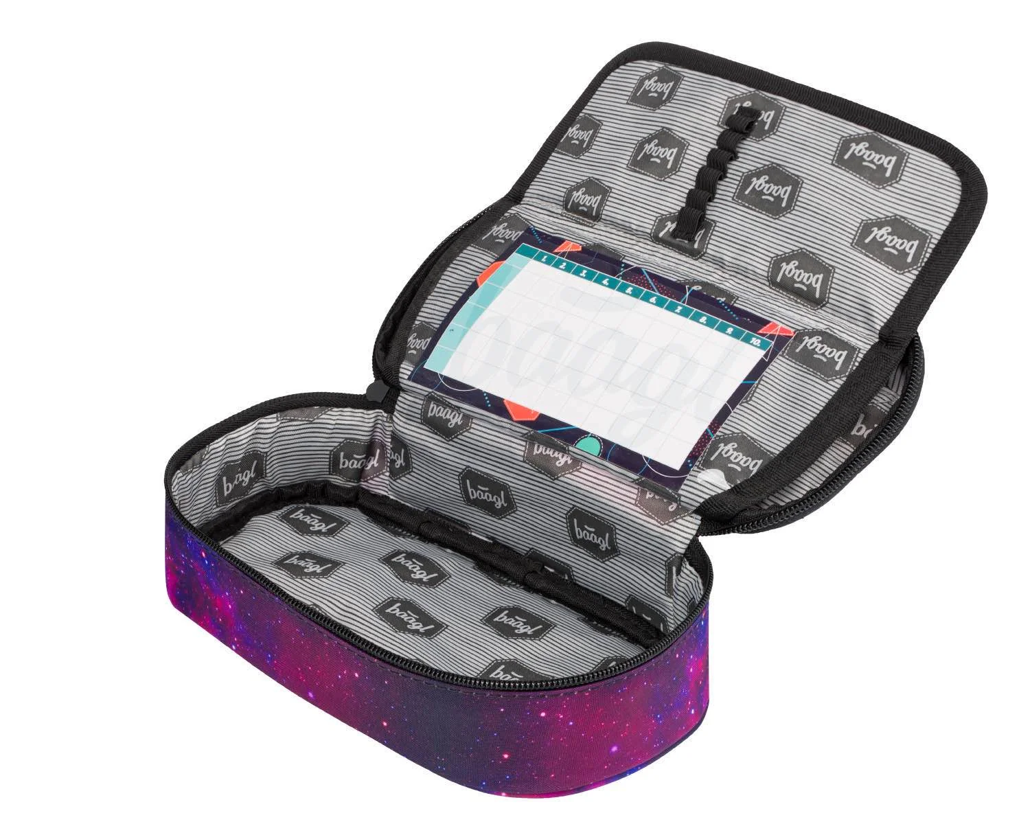 Baagl školský peračník etui Skate Galaxy fialovo-ružový modro-čierny