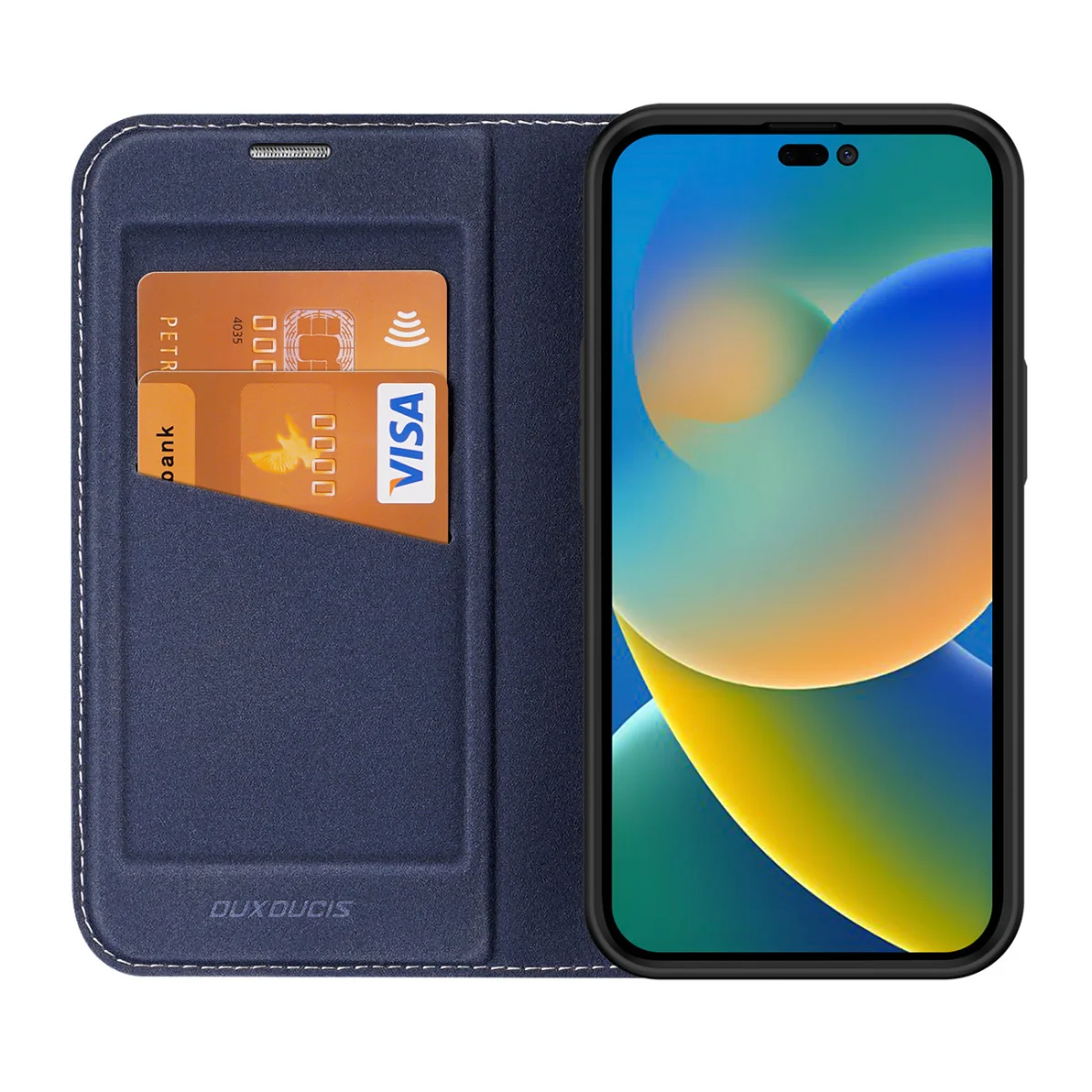 Dux Ducis Skin X2 knižkové kožené puzdro na iPhone 14 Pro Max, modré