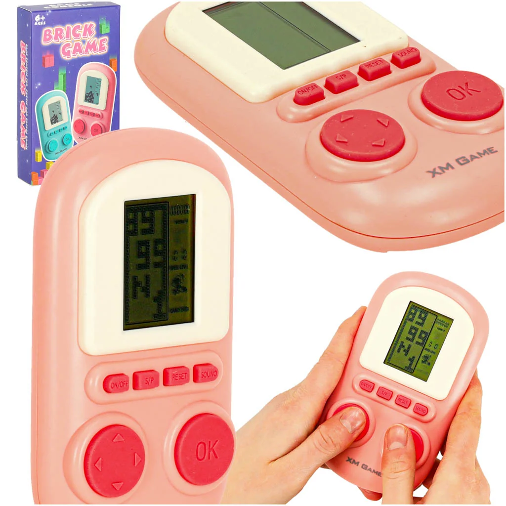 Retro vrecková herná konzola Tetris ružový, 1,5" displej