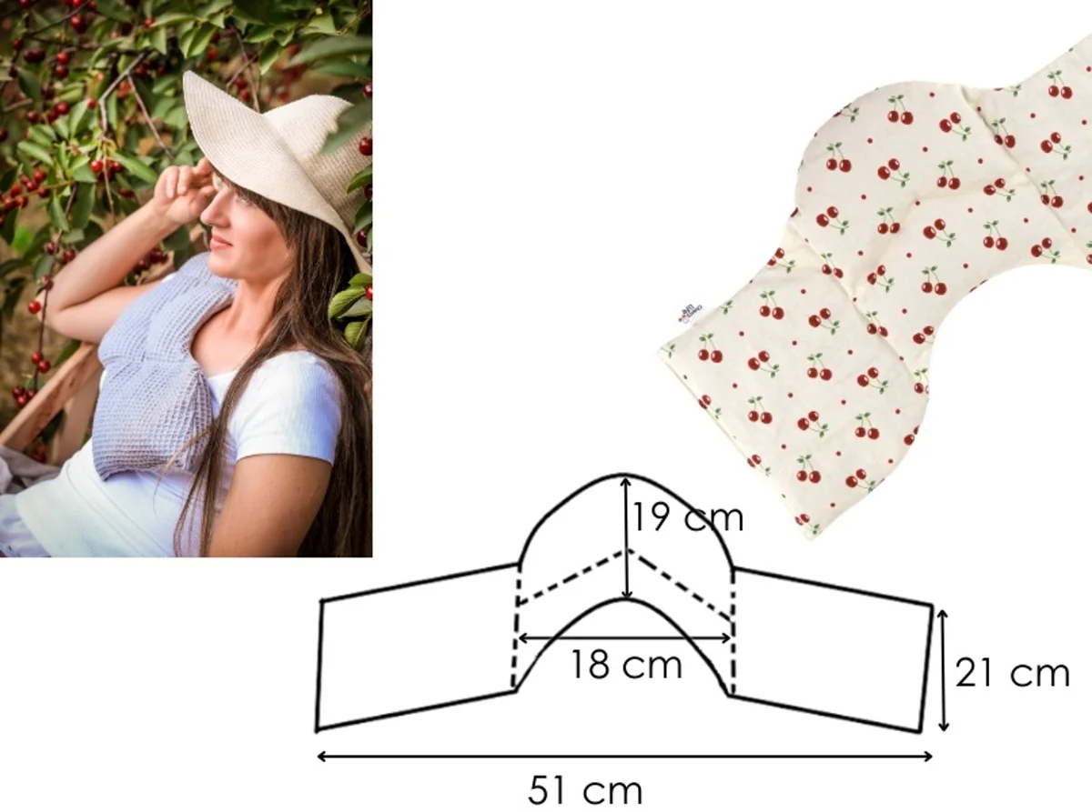 Ramenný nahrievací pás s čerešňovými kôstkami, termofor - Cherry life, ecru