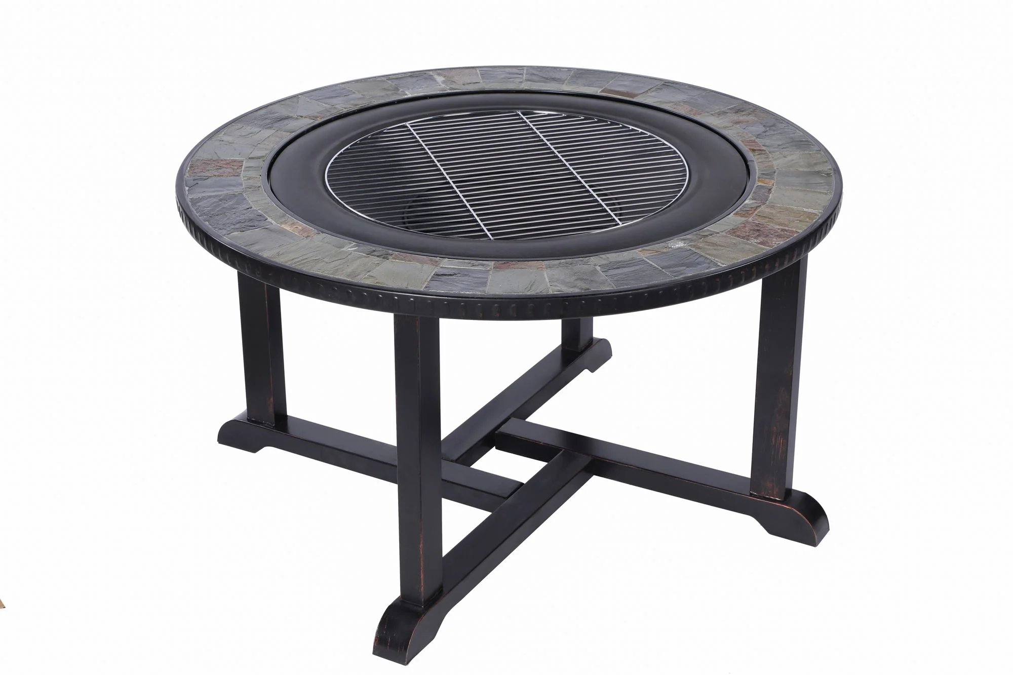 Strend Pro gril a ohnisko 3 v 1 so 4 stoličkami, 1 ks Kovové, 105x75 cm, na uhlie, záhradné