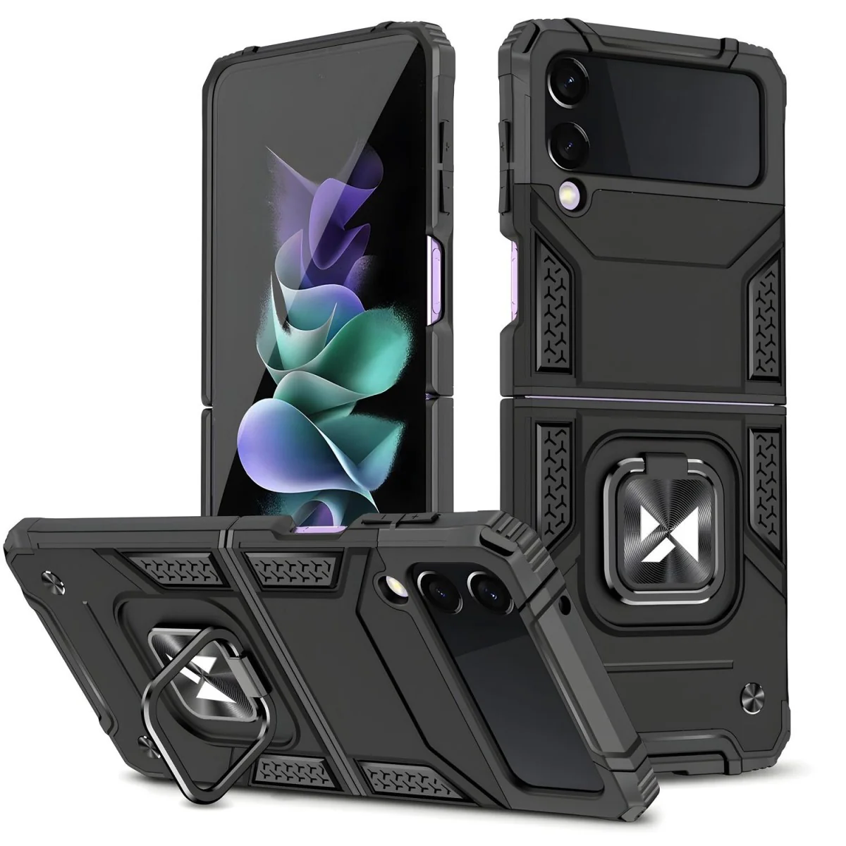 Puzdro Ring Armor pre Samsung Galaxy Z Flip4 - Čierna