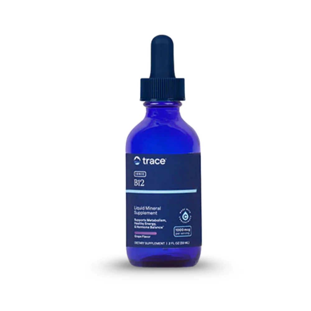Trace Minerals Iónový Vitamín B12 (Methylcobalamin) 1000 mcg  +  Stopové minerály ConcenTrace®, 59 ml